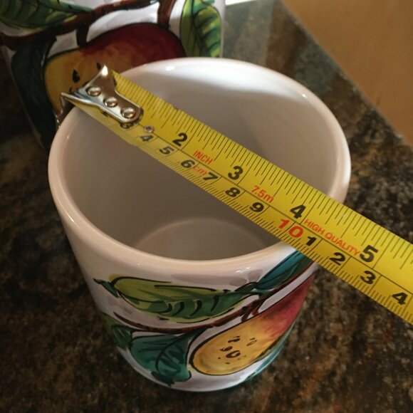 Vintage Italian Handpainted Red Clay Four Piece Cannister Set - Picture 13 of 16